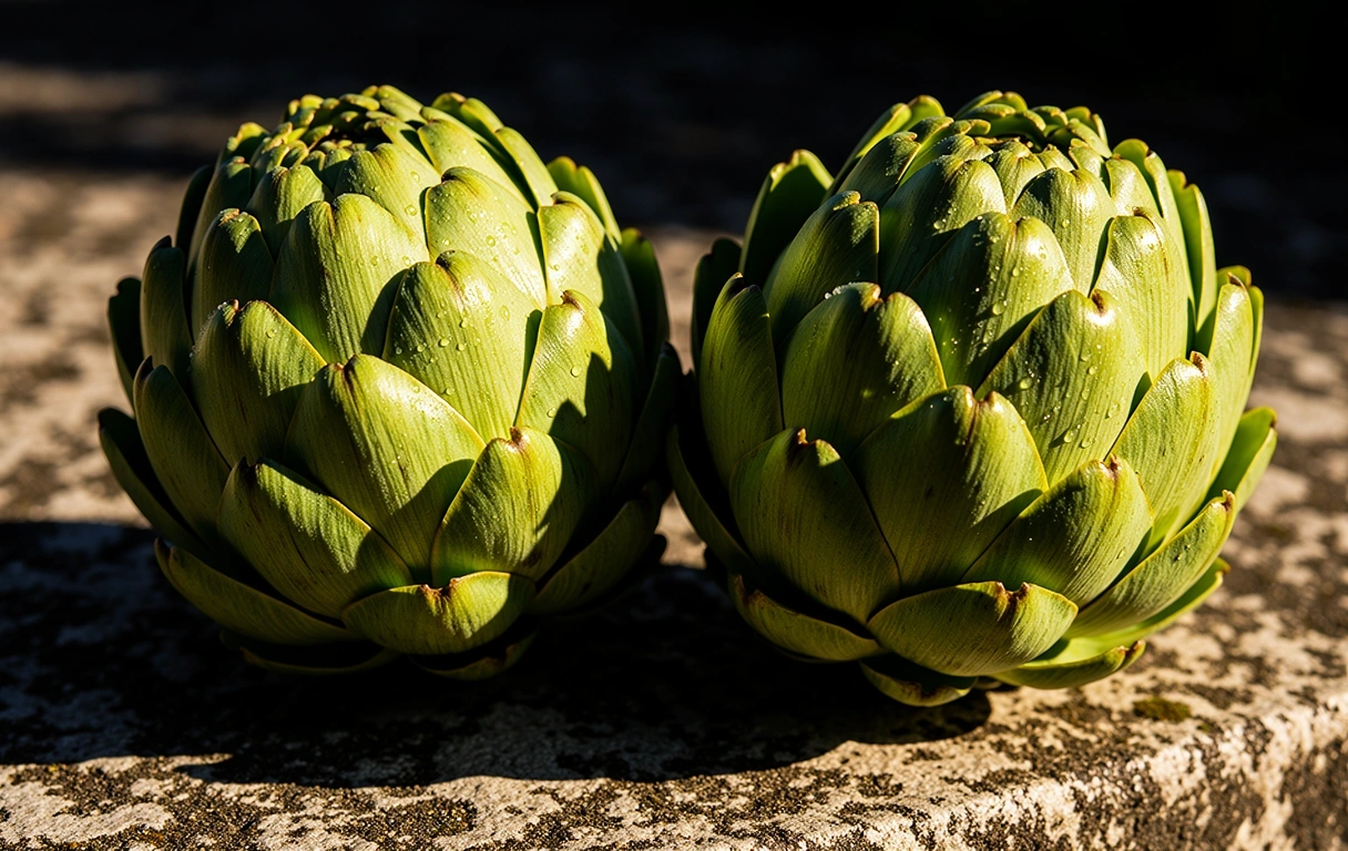 Fresh green artichokes