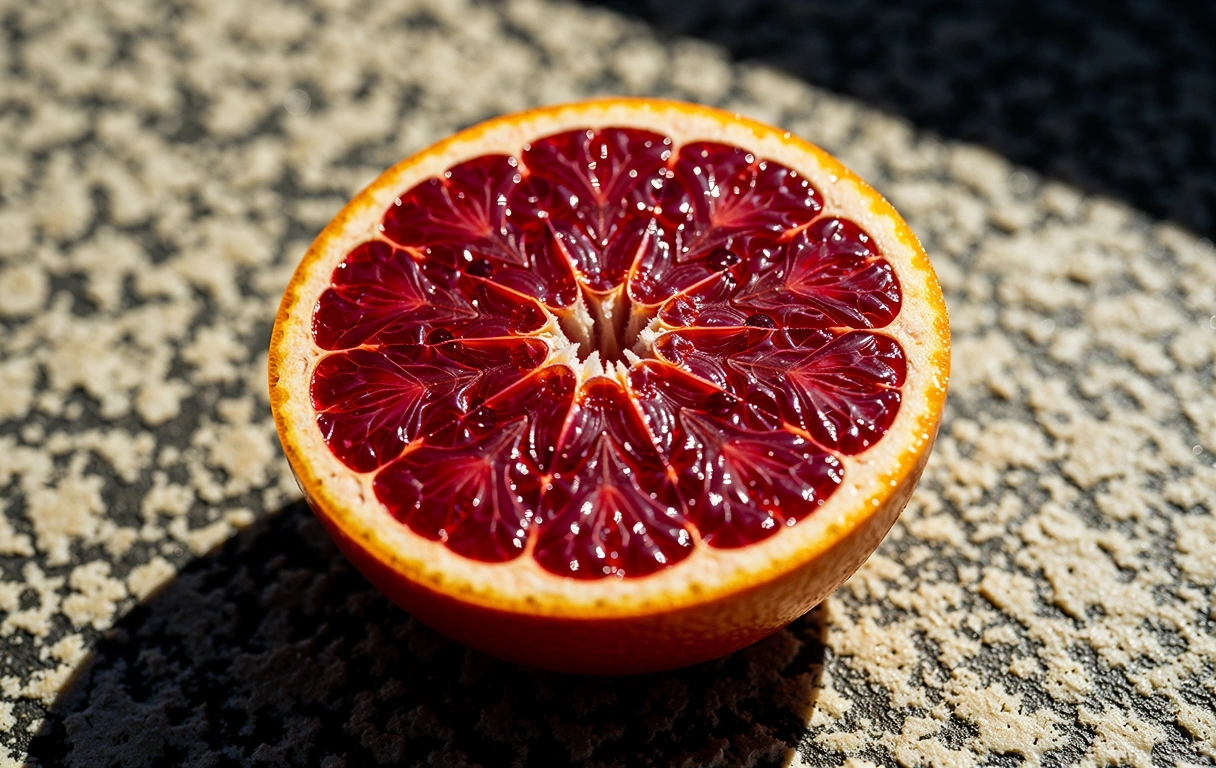 Macro detail of vibrant citrus segments
